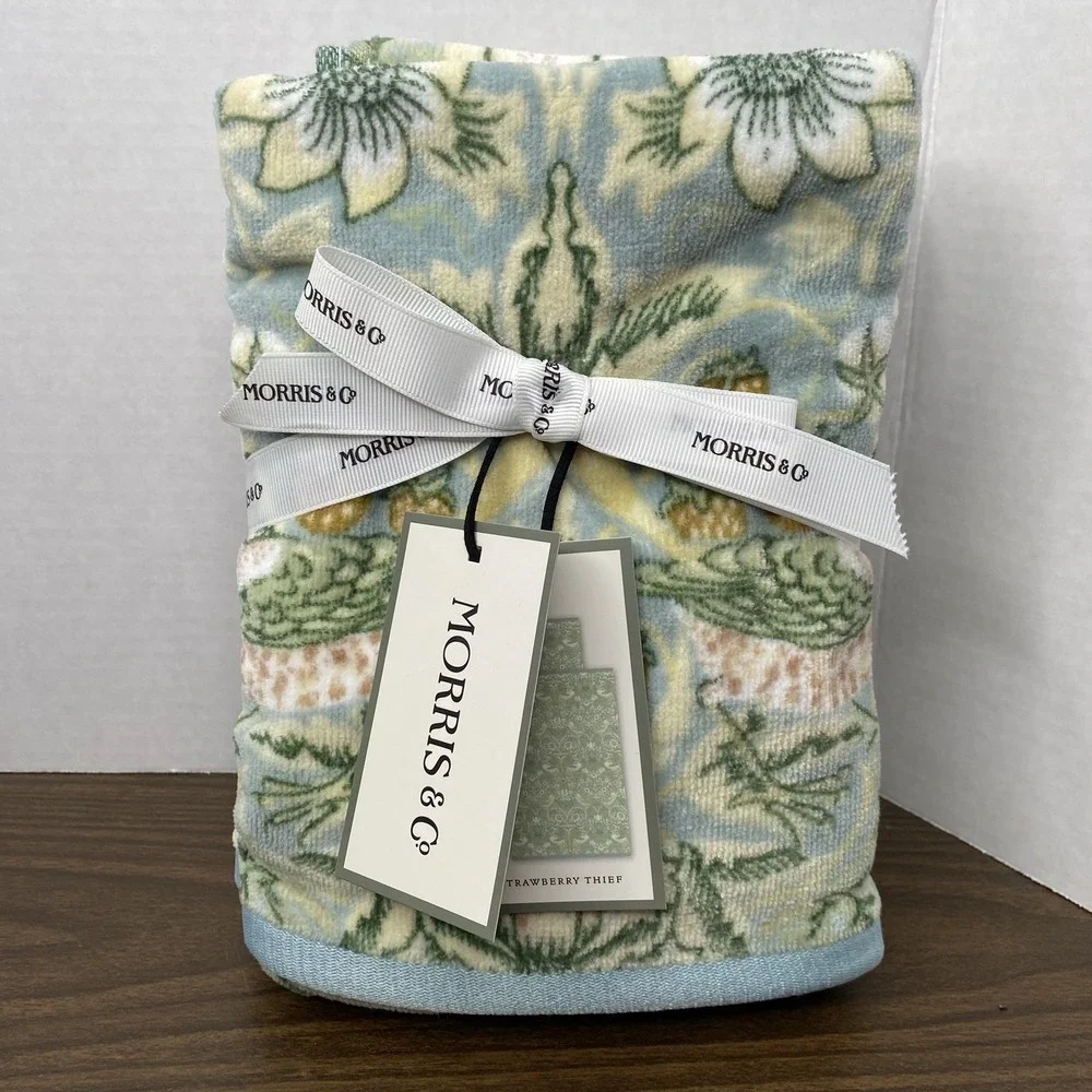 Morris & Co STRAWBERRY THIEF Green Hand Towel Set Of 2 NEW